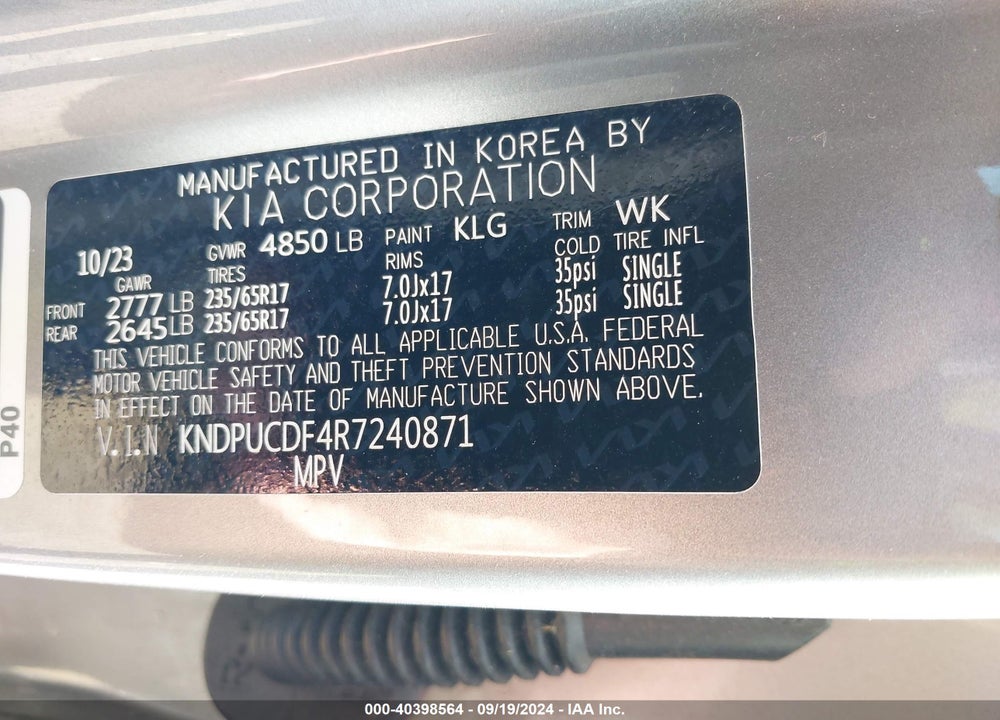 2024 KIA SPORTAGE LX VIN: KNDPUCDF4R7240871