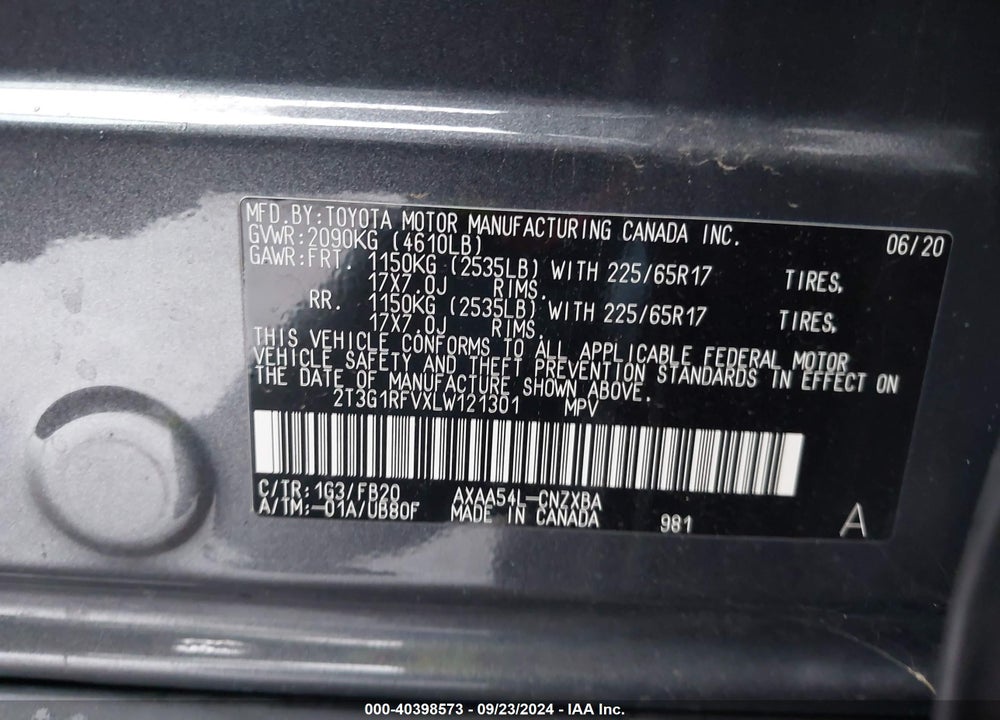 2020 TOYOTA RAV4 LE VIN: 2T3G1RFVXLW121301