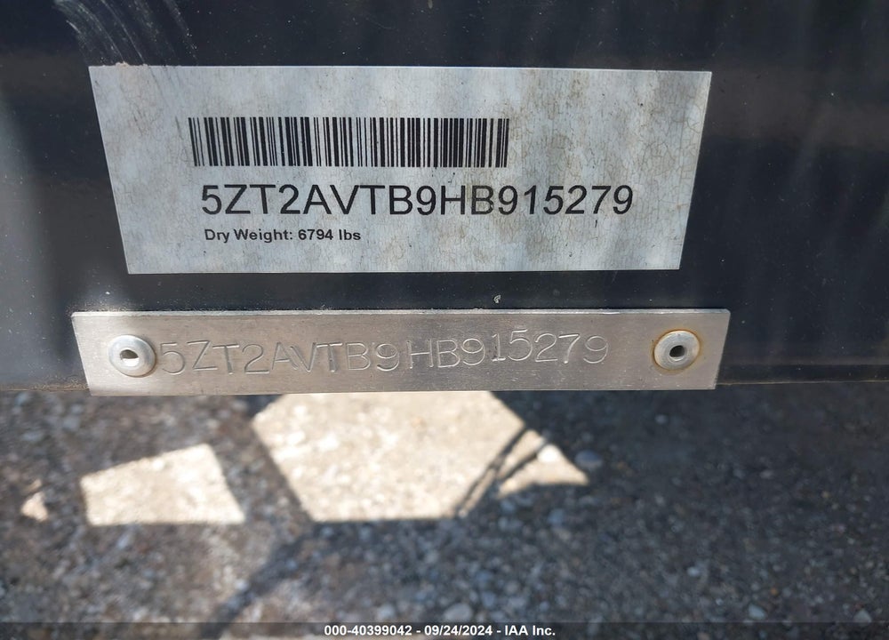 2017 PREMIER 28DBS AVENGER VIN: 5ZT2AVTB9HB915279
