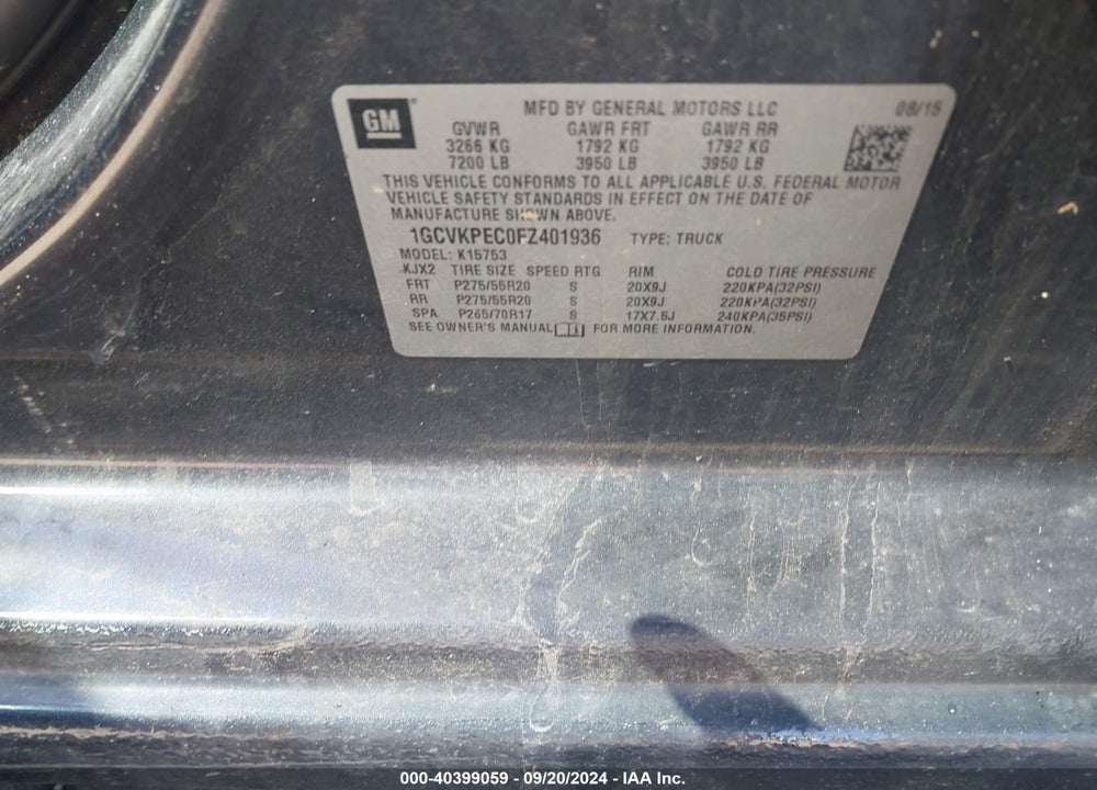 2015 CHEVROLET SILVERADO 1500 LS VIN: 1GCVKPEC0FZ401936