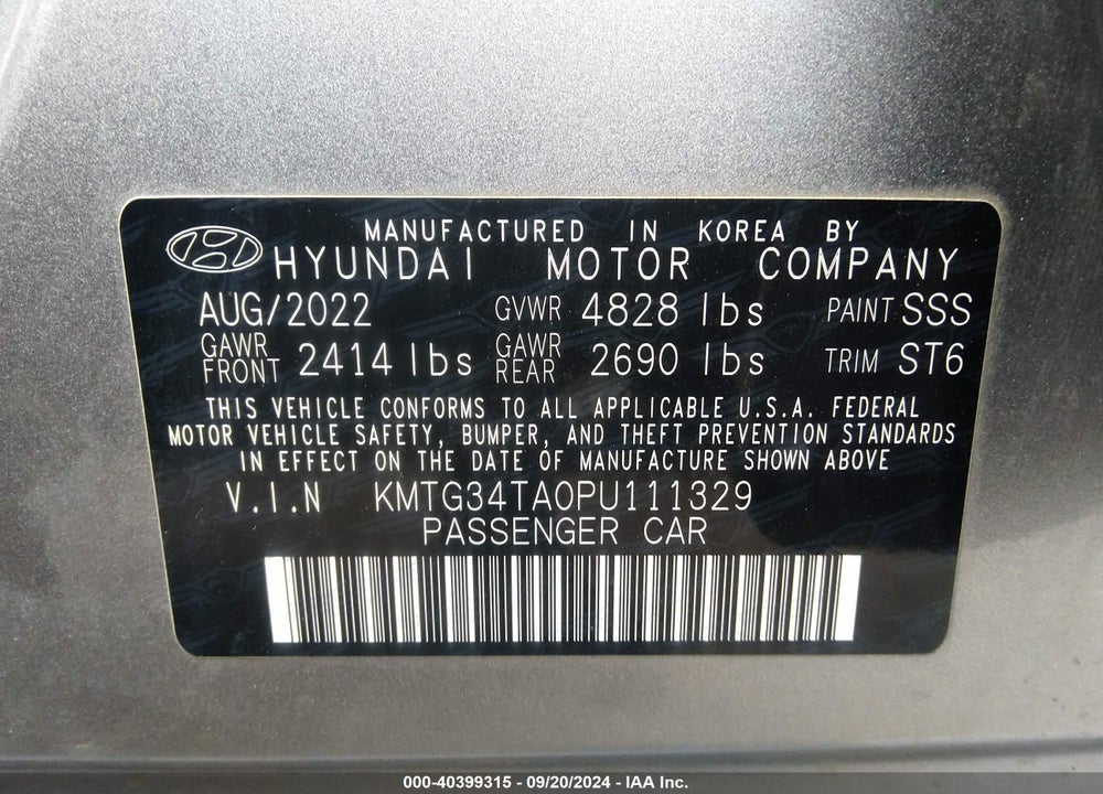 2023 GENESIS G70 2.0T AWD VIN: KMTG34TA0PU111329