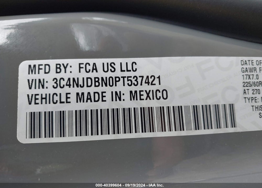 2023 JEEP COMPASS LATITUDE 4X4 VIN: 3C4NJDBN0PT537421