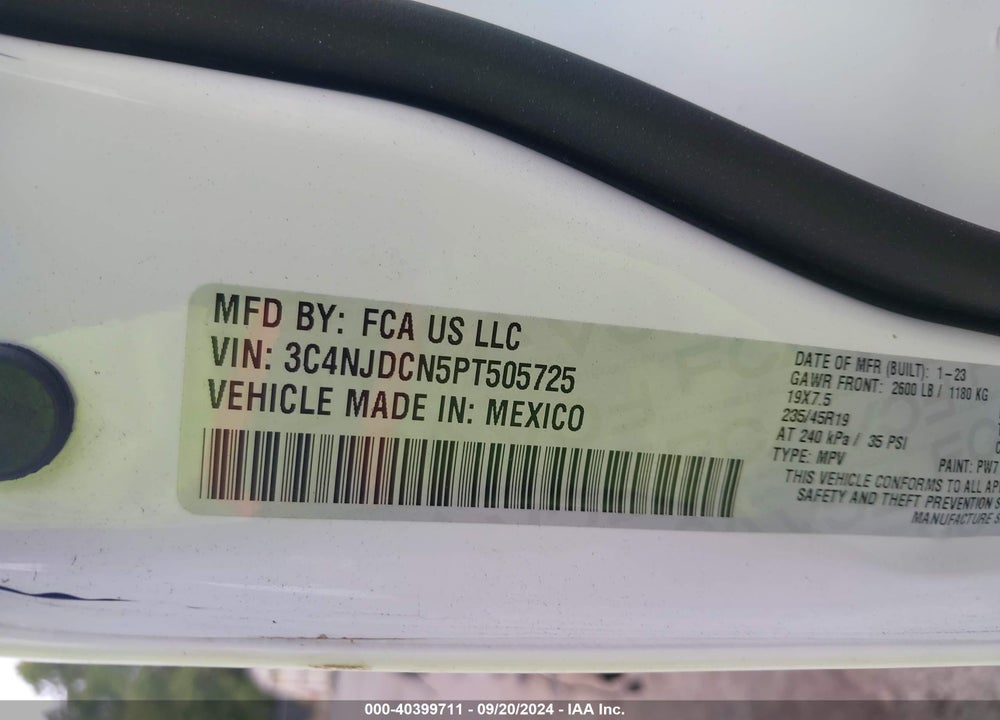 2023 JEEP COMPASS LIMITED 4X4 VIN: 3C4NJDCN5PT505725