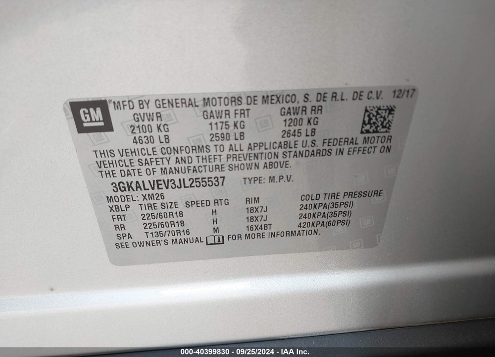 2018 GMC TERRAIN SLT VIN: 3GKALVEV3JL255537