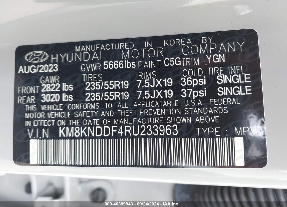 2024 HYUNDAI IONIQ 5 SEL VIN: KM8KNDDF4RU233963