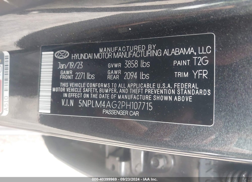 2023 HYUNDAI ELANTRA SEL VIN: 5NPLM4AG2PH107715