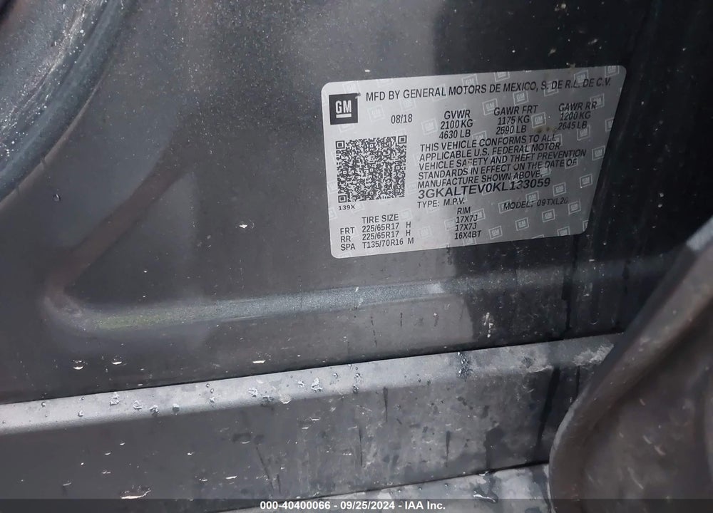 2019 GMC TERRAIN SLE VIN: 3GKALTEV0KL133059