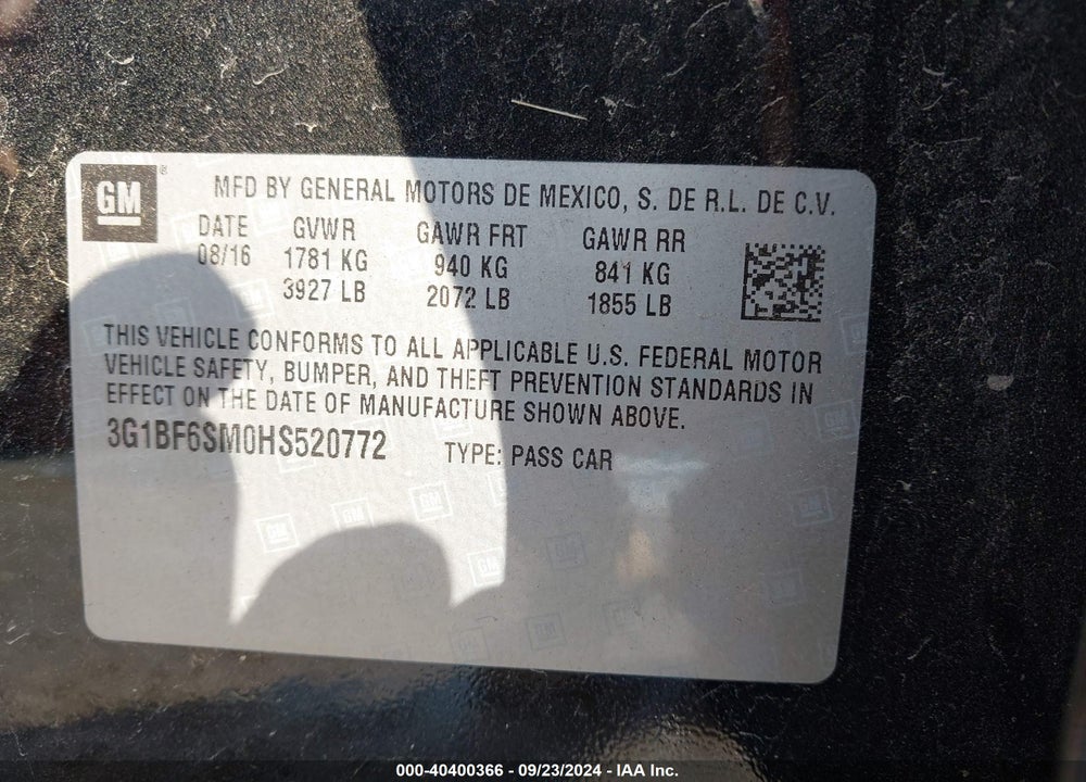 2017 CHEVROLET CRUZE PREMIER AUTO VIN: 3G1BF6SM0HS520772