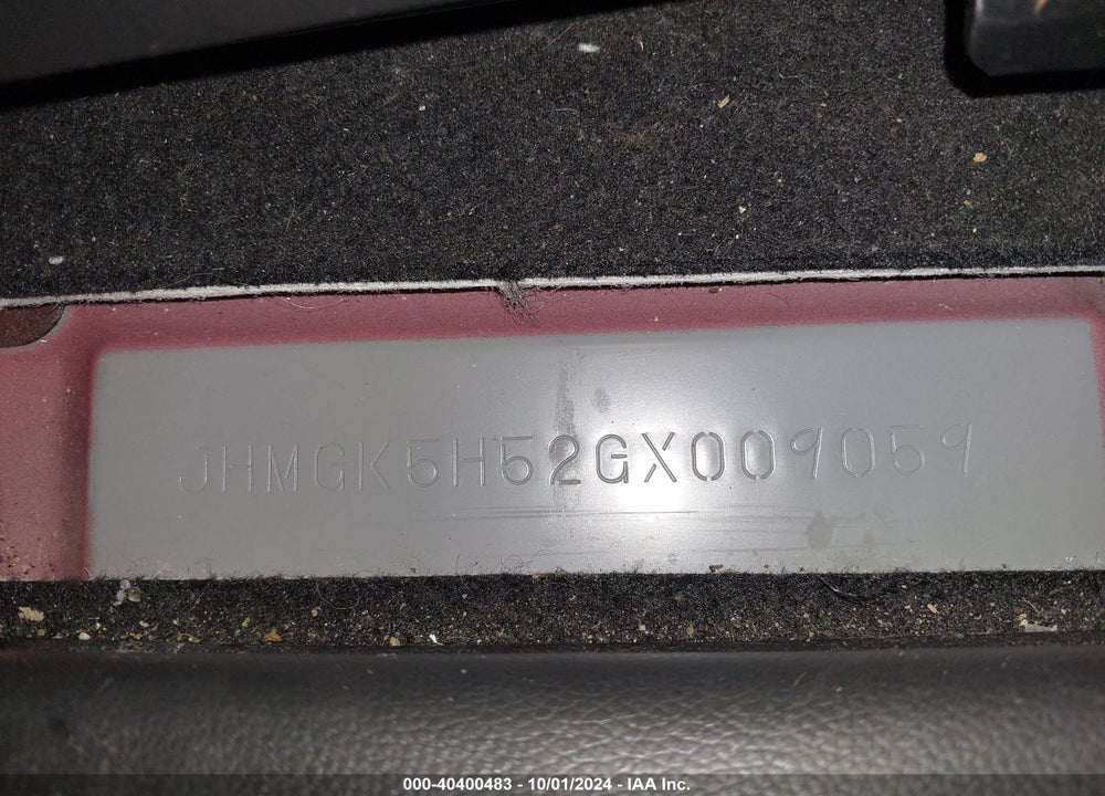 2016 HONDA FIT LX VIN: JHMGK5H52GX009059