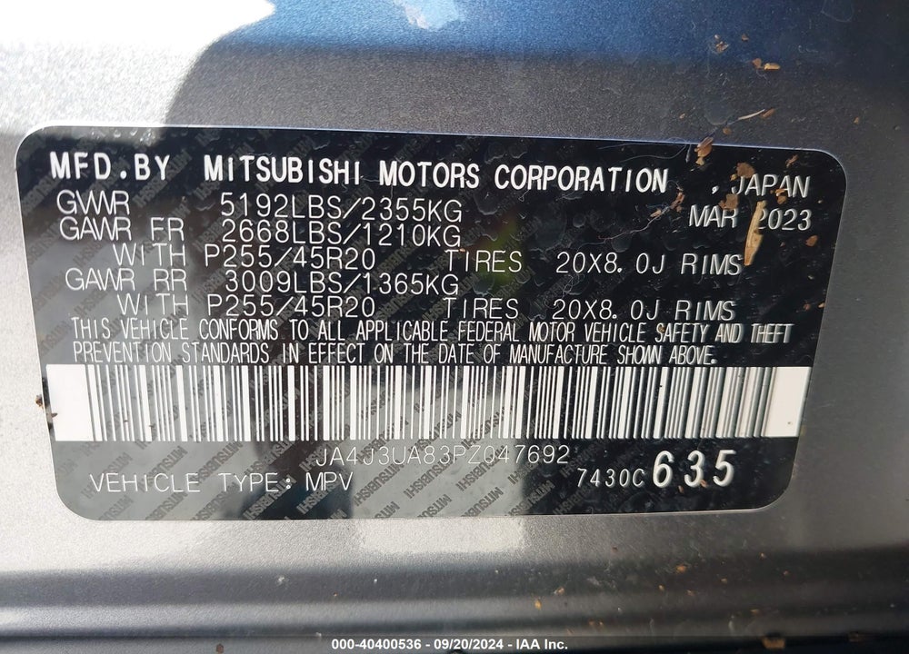2023 MITSUBISHI OUTLANDER SE BLACK EDITION 2WD VIN: JA4J3UA83PZ047692