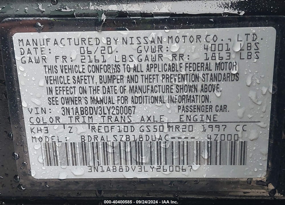 2020 NISSAN SENTRA SR XTRONIC CVT VIN: 3N1AB8DV3LY260067