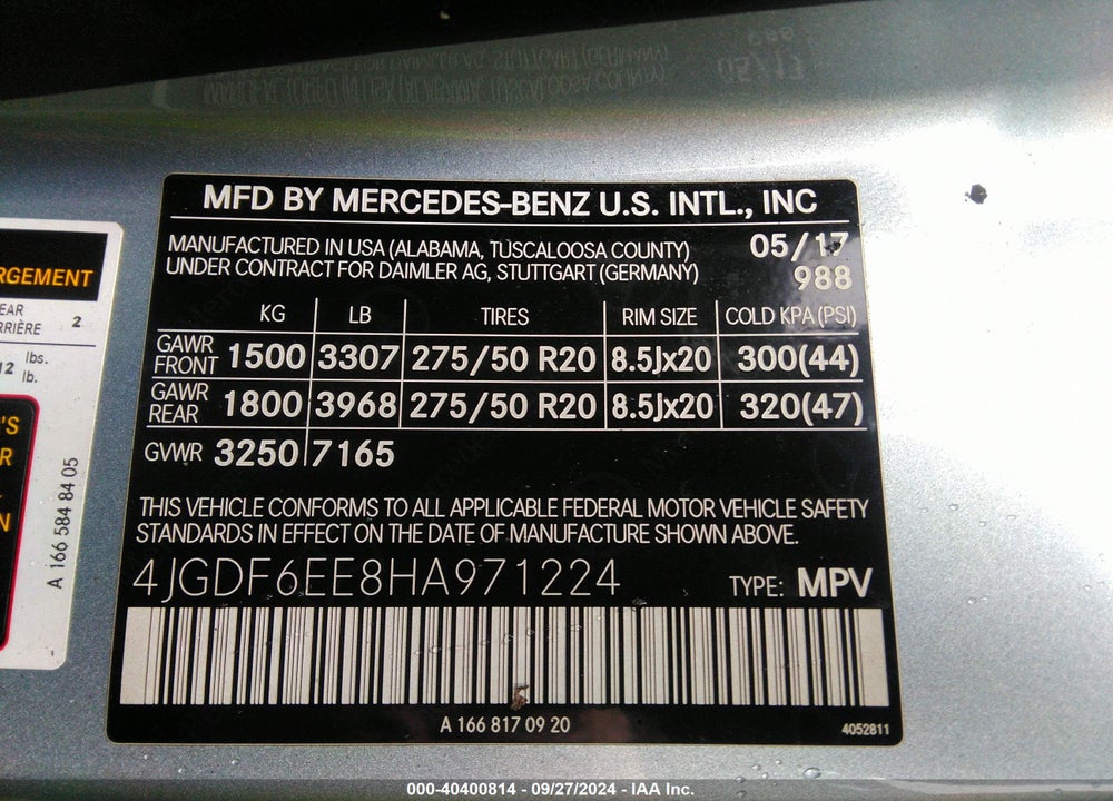 2017 MERCEDES-BENZ GLS 450 4MATIC VIN: 4JGDF6EE8HA971224