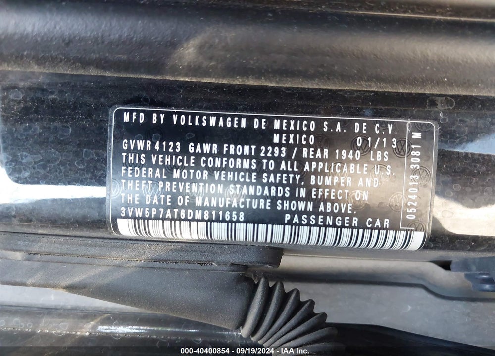 2013 VOLKSWAGEN BEETLE 2.5L VIN: 3VW5P7AT6DM811658