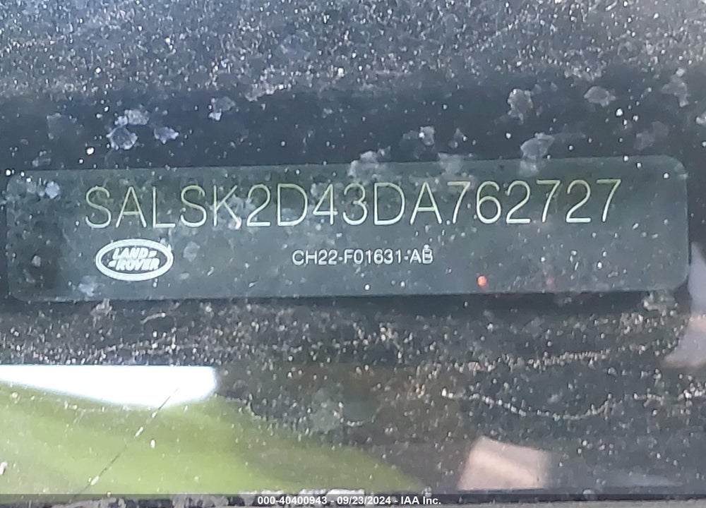 2013 LAND ROVER RANGE ROVER SPORT HSE VIN: SALSK2D43DA762727