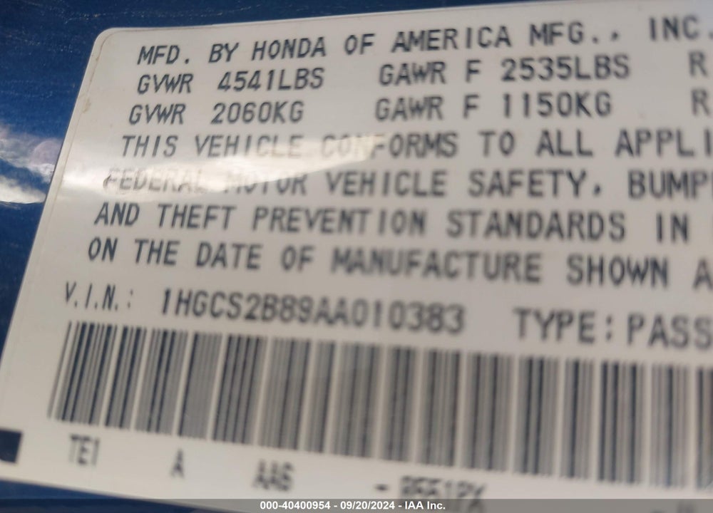 2010 HONDA ACCORD 3.5 EX-L VIN: 1HGCS2B89AA010383