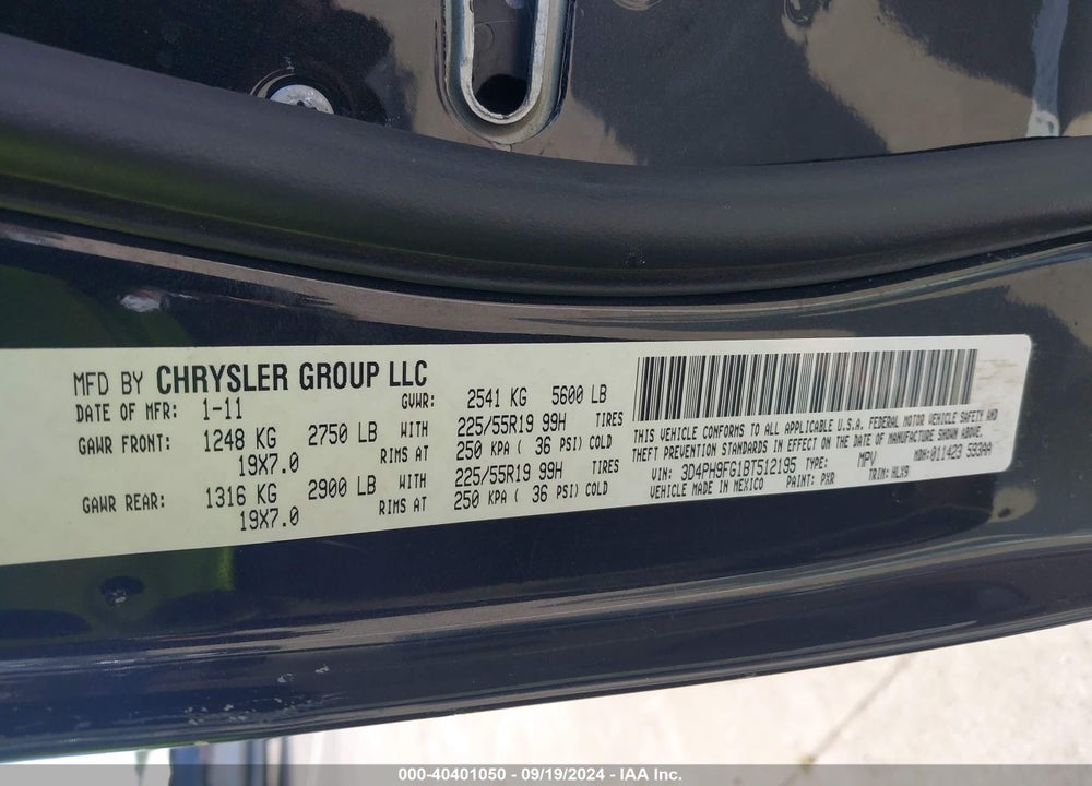2011 DODGE JOURNEY LUX VIN: 3D4PH9FG1BT512195