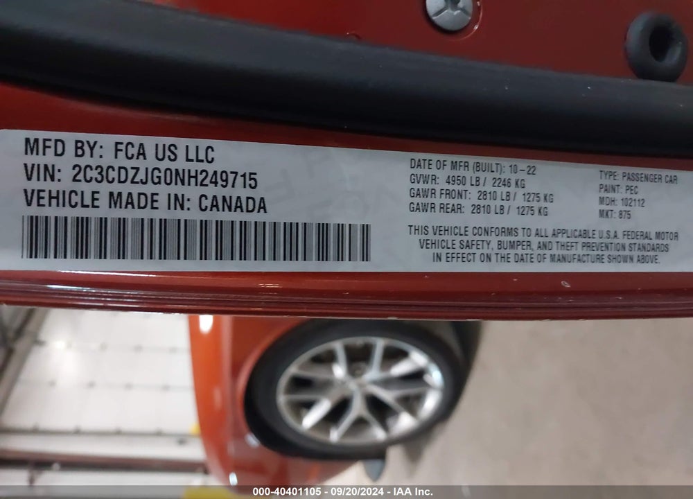 2022 CHALLENGER DODGE  GT VIN: 2C3CDZJG0NH249715