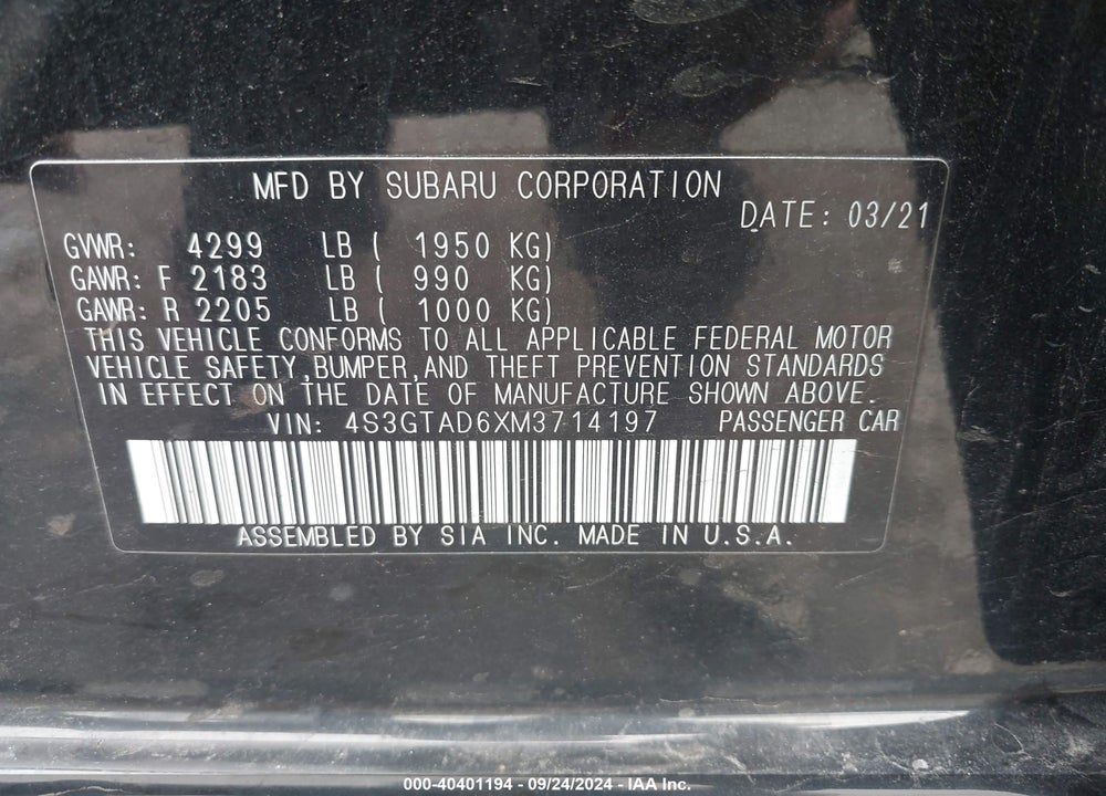 2021 SUBARU IMPREZA PREMIUM 5-DOOR VIN: 4S3GTAD6XM3714197