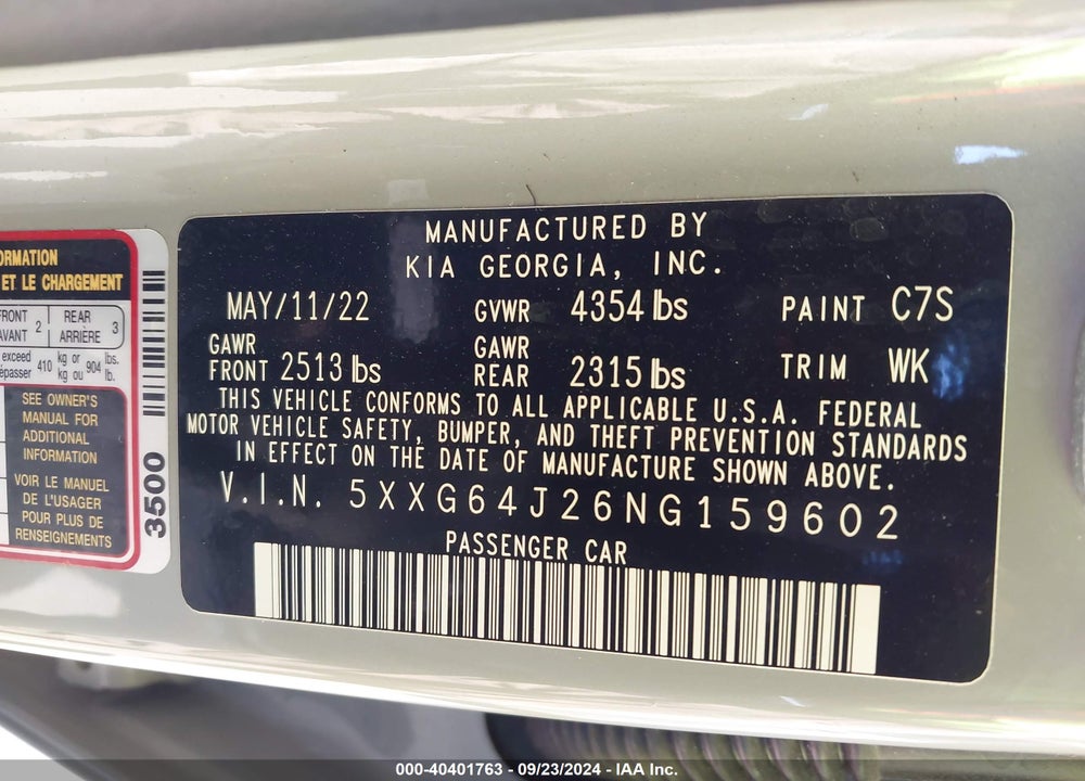 2022 KIA K5 GT LINE VIN: 5XXG64J26NG159602