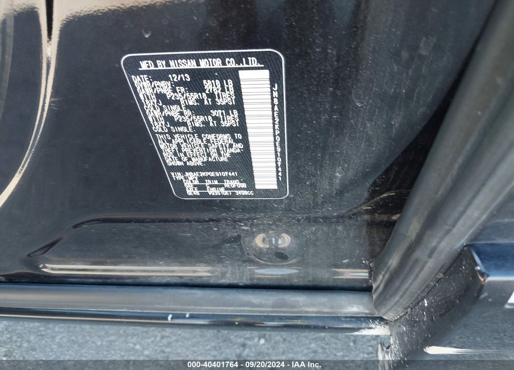 2014 NISSAN QUEST SL VIN: JN8AE2KP0E9107441