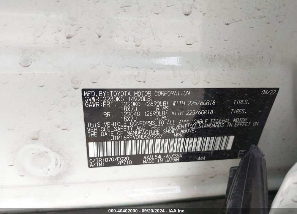 2022 TOYOTA RAV4 HYBRID SE VIN: JTM16RFV0ND527207