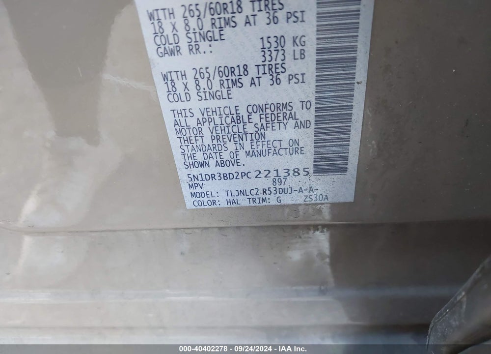 2023 NISSAN PATHFINDER ROCK CREEK 4WD VIN: 5N1DR3BD2PC221385
