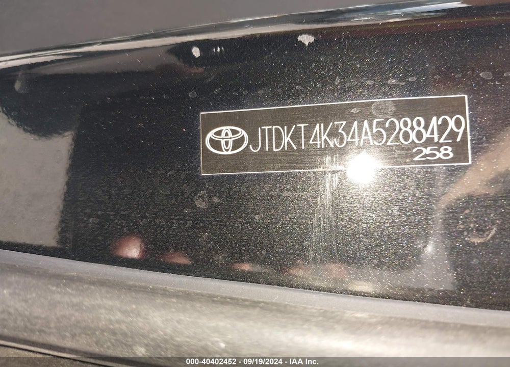 2010 TOYOTA YARIS VIN: JTDKT4K34A5288429