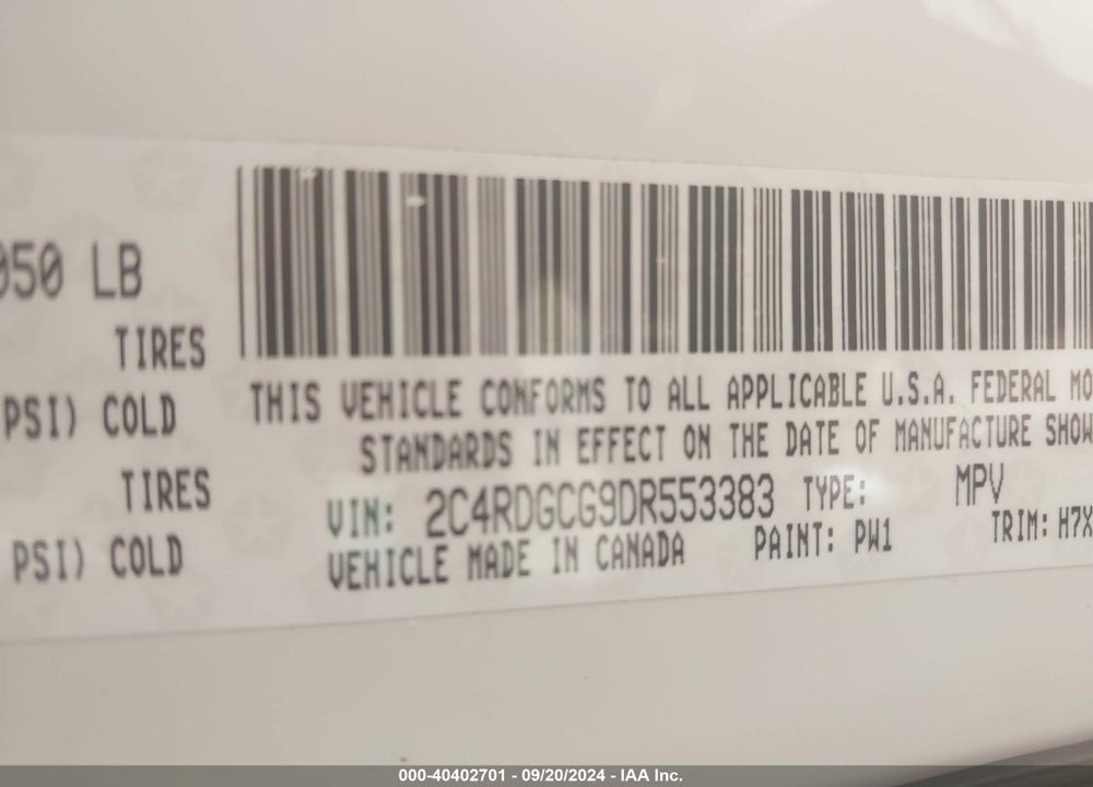 2013 DODGE GRAND CARAVAN SXT VIN: 2C4RDGCG9DR553383