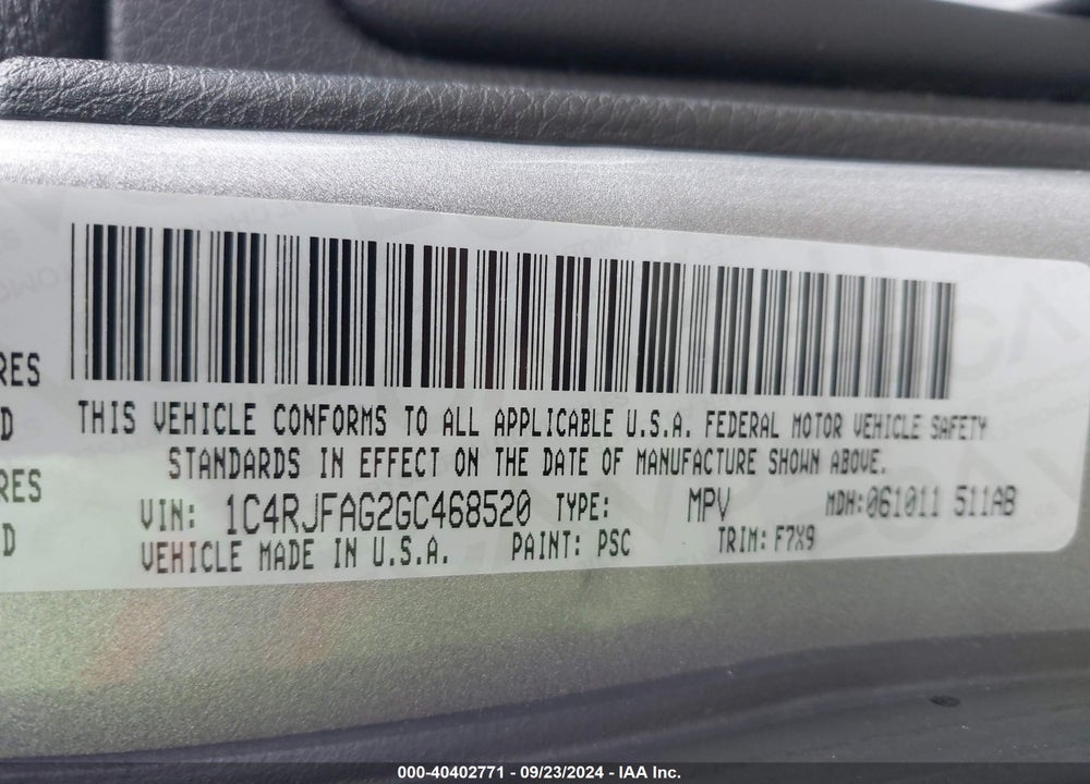 2016 JEEP GRAND CHEROKEE LAREDO VIN: 1C4RJFAG2GC468520