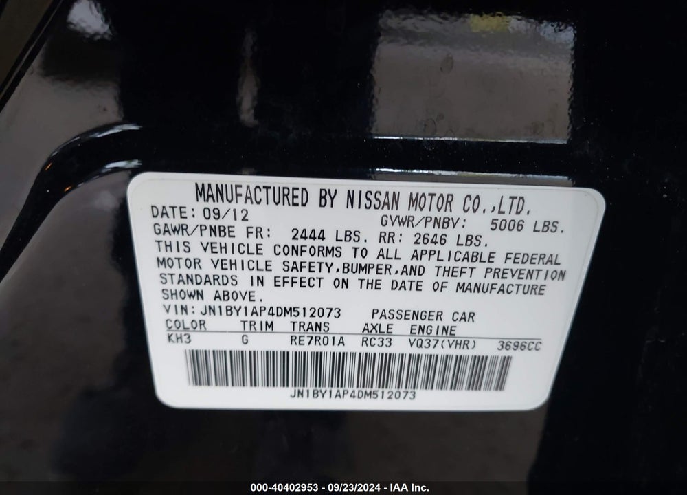 2013 INFINITI M37 VIN: JN1BY1AP4DM512073