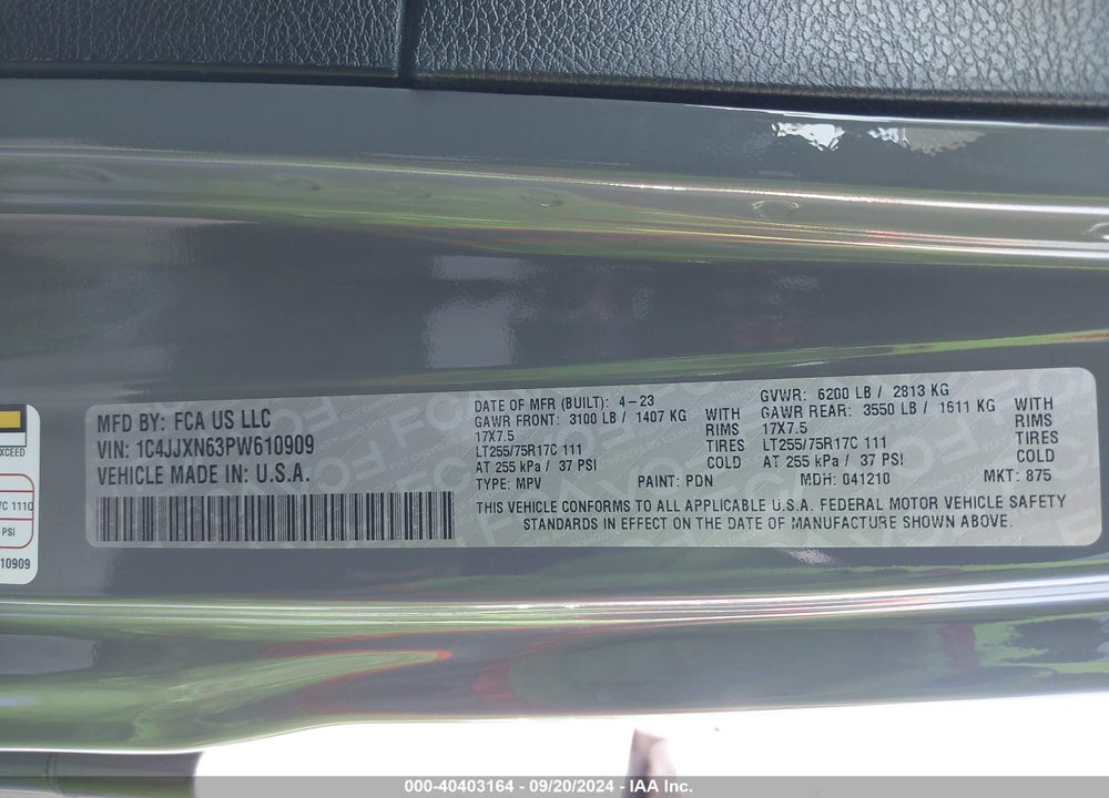 2023 JEEP WRANGLER 4XE 4X4 VIN: 1C4JJXN63PW610909