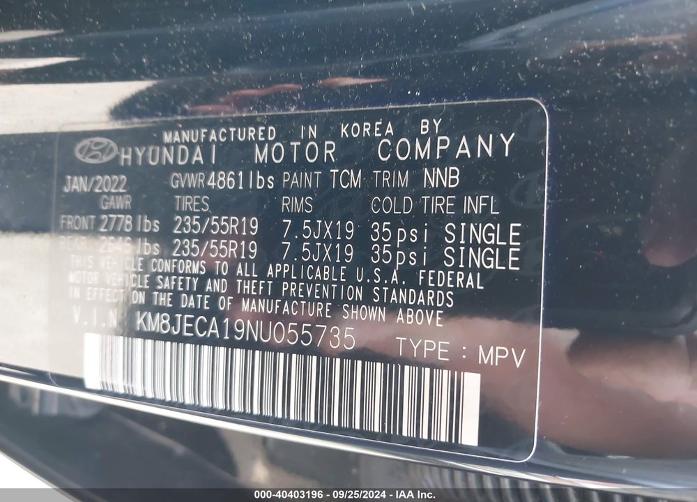 2022 HYUNDAI TUCSON HYBRID LIMITED VIN: KM8JECA19NU055735