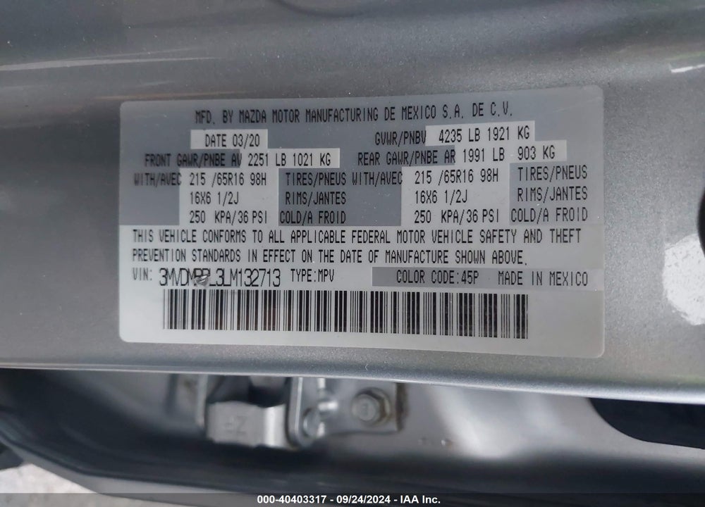 2020 MAZDA CX-30 VIN: 3MVDMBBL3LM132713