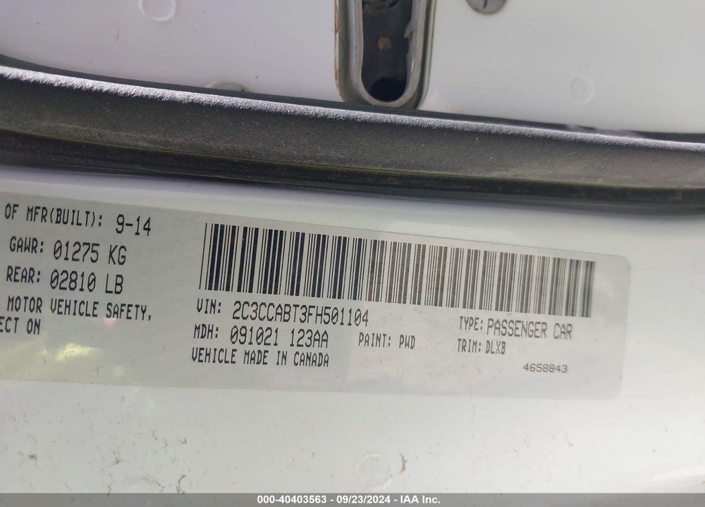 2015 CHRYSLER 300 VIN: 2C3CCABT3FH501104