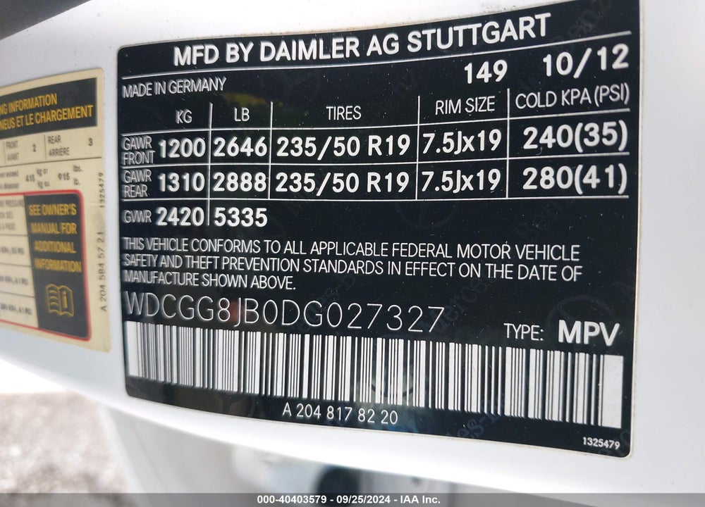 2013 MERCEDES-BENZ GLK 350 4MATIC VIN: WDCGG8JB0DG027327