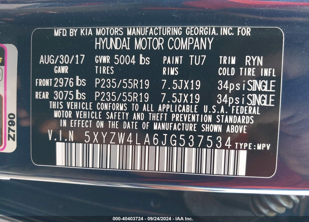 2018 HYUNDAI SANTA FE SPORT 2.0T ULTIMATE VIN: 5XYZW4LA6JG537534