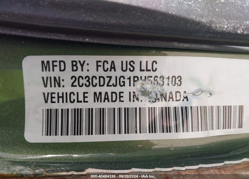 2023 DODGE CHALLENGER GT VIN: 2C3CDZJG1PH563103