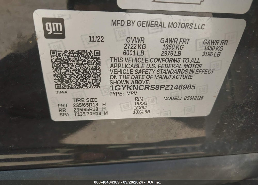 2023 CADILLAC XT5 FWD PREMIUM LUXURY VIN: 1GYKNCRS8PZ146985