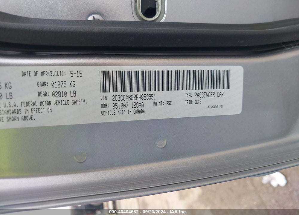 2015 CHRYSLER 300 300S VIN: 2C3CCABG2FH853951