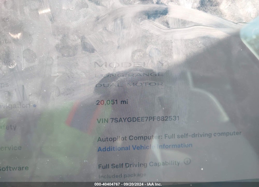 2023 TESLA MODEL Y AWD/LONG RANGE DUAL MOTOR ALL-WHEEL DRIVE VIN: 7SAYGDEE7PF682531