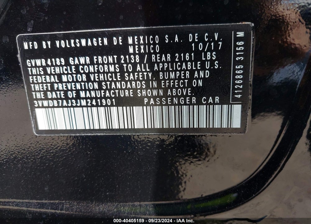 2018 VOLKSWAGEN JETTA 1.4T SE/1.4T WOLFSBURG EDITION VIN: 3VWDB7AJ3JM241901