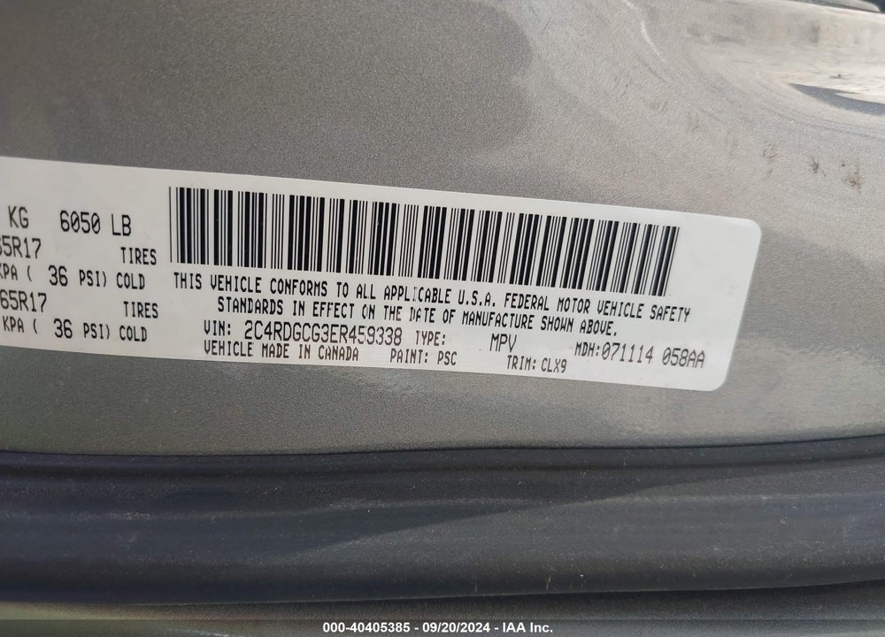 2014 DODGE GRAND CARAVAN SXT 30TH ANNIVERSARY VIN: 2C4RDGCG3ER459338