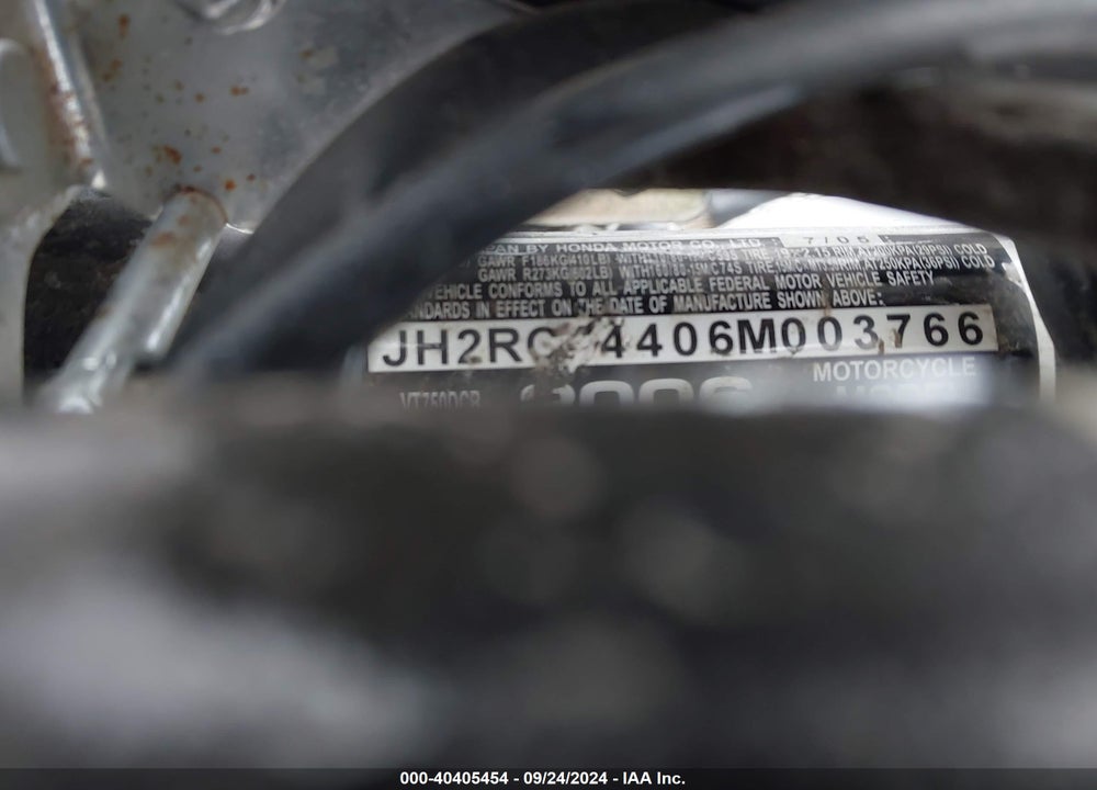 2006 HONDA VT750 CDA VIN: JH2RC44406M003766
