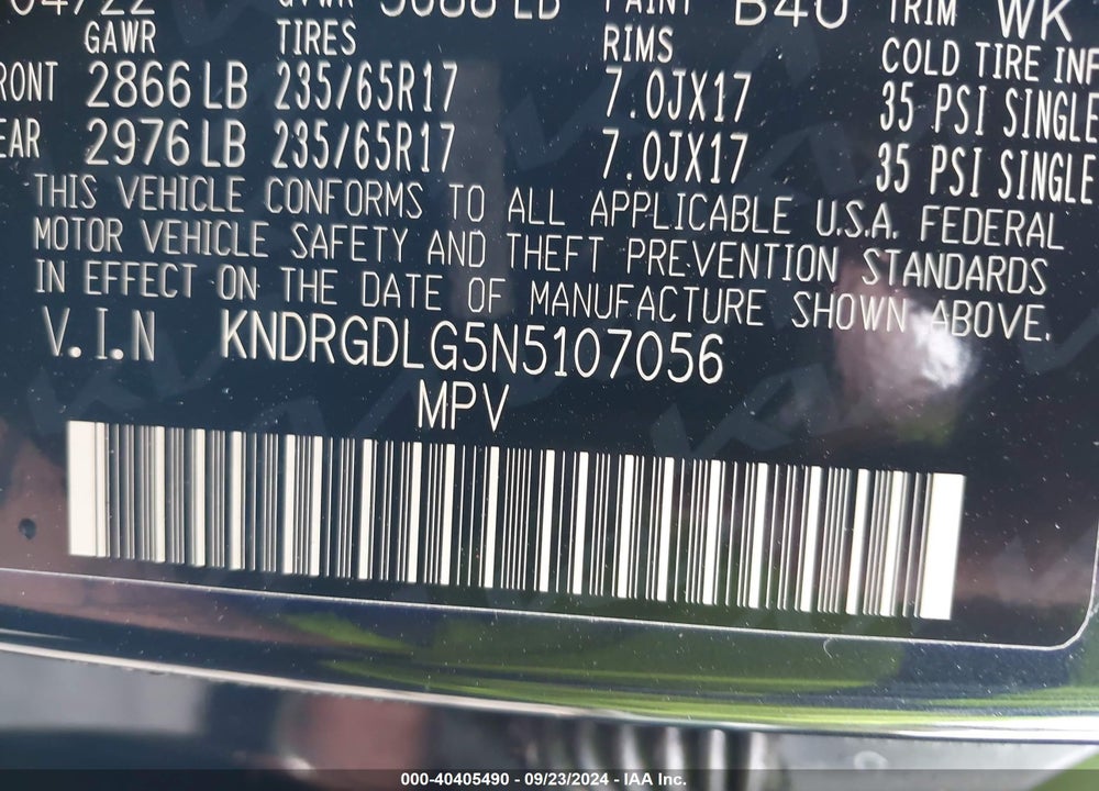 2022 KIA SORENTO HYBRID S VIN: KNDRGDLG5N5107056