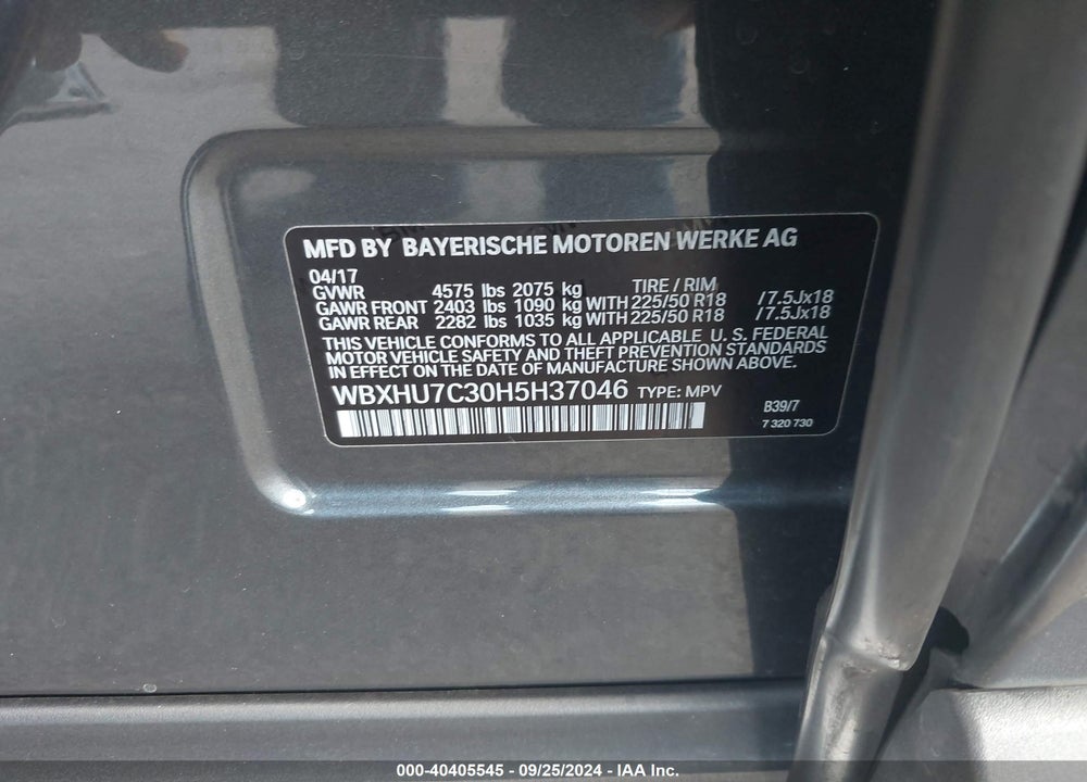 2017 BMW X1 SDRIVE28I VIN: WBXHU7C30H5H37046