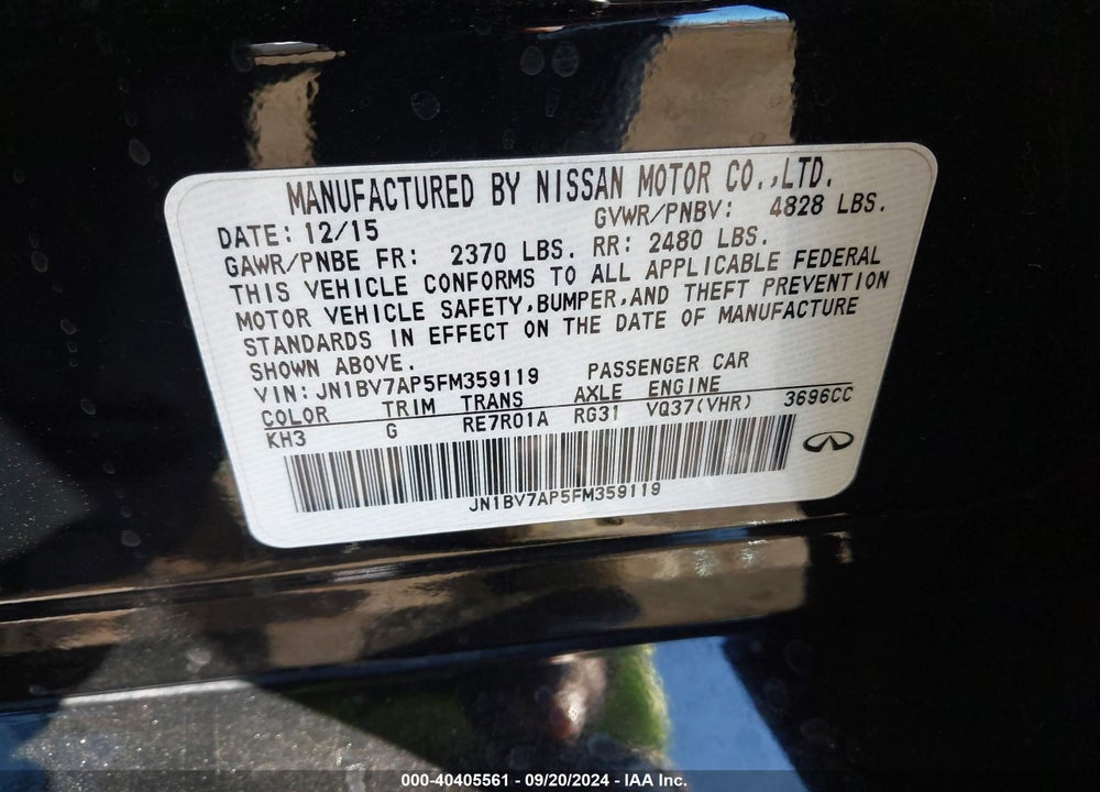 2015 INFINITI Q50 VIN: JN1BV7AP5FM359119