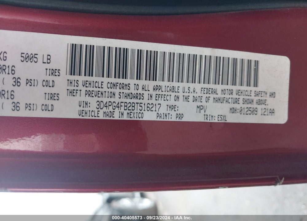 2011 DODGE JOURNEY EXPRESS VIN: 3D4PG4FB2BT516217