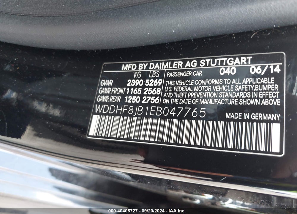 2014 MERCEDES-BENZ E 350 4MATIC/E 350 SPORT VIN: WDDHF8JB1EB047765