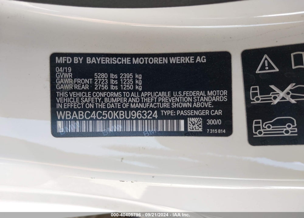 2019 BMW M850I XDRIVE VIN: WBABC4C50KBU96324