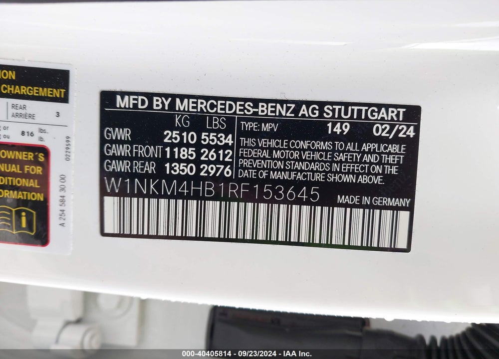 2024 MERCEDES-BENZ GLC 300 4MATIC SUV VIN: W1NKM4HB1RF153645